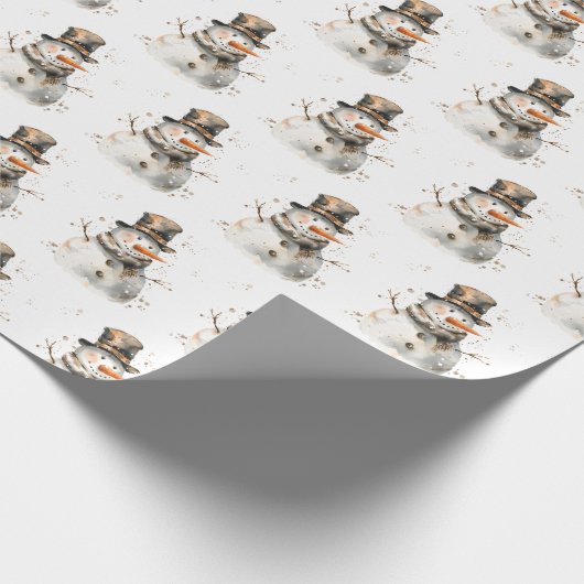 Kerstfeestdag Snowman Cadeaupapier (Hoek)