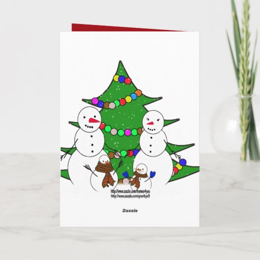 Kerstfeestdag Snowman Familie Foto Lijst Feestdagen Kaart (Achterkant)