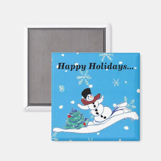 Kerstfeestdag Snowman: Magnet (Voorkant / Achterkant)