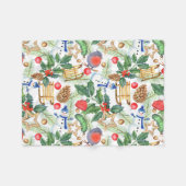 kerstfeestdag snowman, pijnbomen, Holly Fleece Deken (Voorkant (Horizontaal))