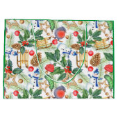 kerstfeestdag snowman, pijnbomen, Holly Groot Cadeauzakje (Achterkant)