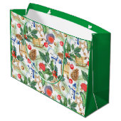 kerstfeestdag snowman, pijnbomen, Holly Groot Cadeauzakje (Achterkant Gekanteld)