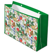 kerstfeestdag snowman, pijnbomen, Holly Groot Cadeauzakje (Voorkant Gekanteld)