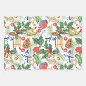 kerstfeestdag snowman, pijnbomen, Holly Inpakpapier Vel (Voorkant)