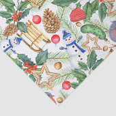 kerstfeestdag snowman, pijnbomen, Holly Tissuepapier (Detail)