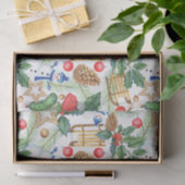 kerstfeestdag snowman, pijnbomen, Holly Tissuepapier (Geschenk)