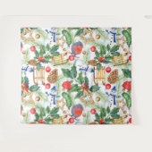 kerstfeestdag snowman, pijnbomen, Holly Wandkleed (Voorkant (horizontaal))