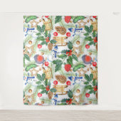 kerstfeestdag snowman, pijnbomen, Holly Wandkleed (Voorkant)