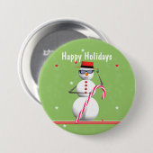 Kerstfeestdag Snowman Ronde Button 7,6 Cm (Voorkant /achterkant)