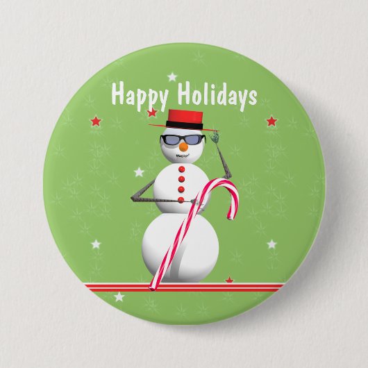 Kerstfeestdag Snowman Ronde Button 7,6 Cm (Voorkant)