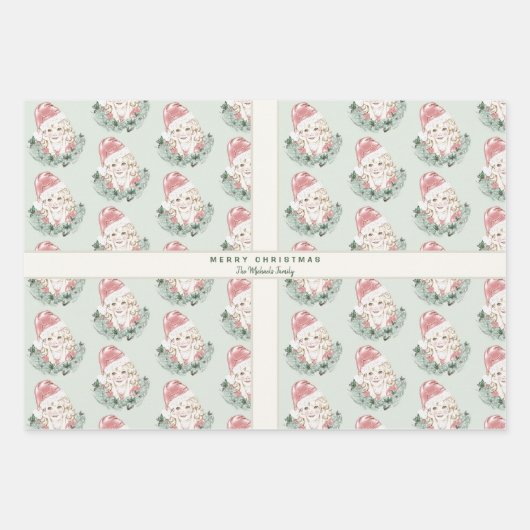 kerstfeestdag Snowman Santa Joy Gift Inpakpapier Vel (Voorkant 2)