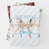 kerstfeestdag Snowman Santa Joy Gift Inpakpapier Vel (In situ)