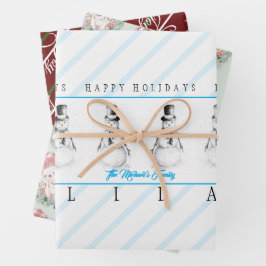 kerstfeestdag Snowman Santa Joy Gift Inpakpapier Vel