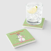 Kerstfeestdag Snowman Stenen Onderzetter (Zijkant)