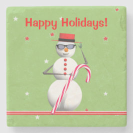 Kerstfeestdag Snowman Stenen Onderzetter