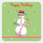 Kerstfeestdag Snowman Vierkante Sticker (Voorkant)