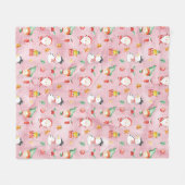 Kerstfeestdag Snowman Waterverf Roze Fleece Deken (Voorkant (Horizontaal))