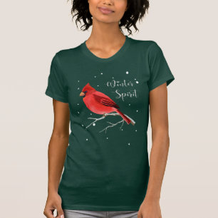 Kerstfeestdag Snowy Red Cardinaal Bird T-shirt