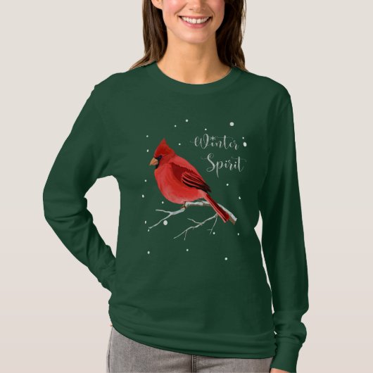 Kerstfeestdag Snowy Red Cardinaal Bird Women's T-shirt (Voorkant)