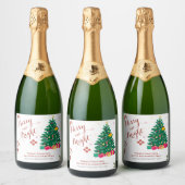 Kerstfeestdag Sparkling Wijnetiket (Flessen)