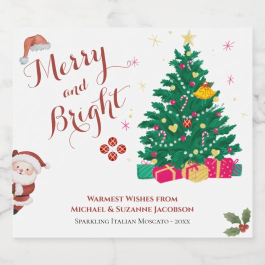 Kerstfeestdag Sparkling Wijnetiket (Enkel label)