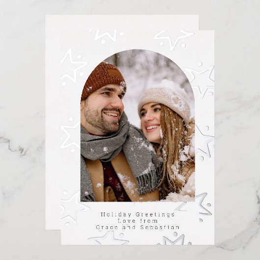 kerstfeestdag - Ster op maat Folie Feestdagenkaart (Voorkant / Achterkant)