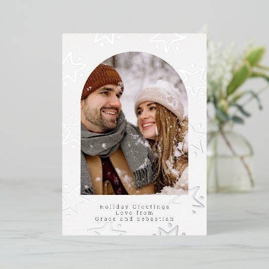 kerstfeestdag - Ster op maat Folie Feestdagenkaart (Staand Voorkant)