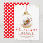 Kerstfeestdag Tea Party Kaart (Voorkant / Achterkant)