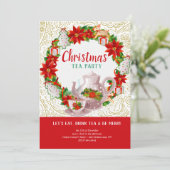 Kerstfeestdag Tea Party Kaart (Staand voorkant)