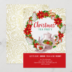 Kerstfeestdag Tea Party Kaart