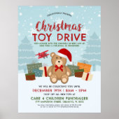 Kerstfeestdag Teddy Bear Speelgoed Drive Fundraise Poster (Voorkant)