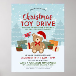 Kerstfeestdag Teddy Bear Speelgoed Drive Fundraise Poster