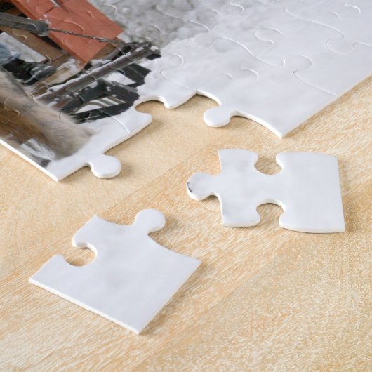 Kerstfeestdag tijdens winterslaaphoorns legpuzzel (Zijkant)