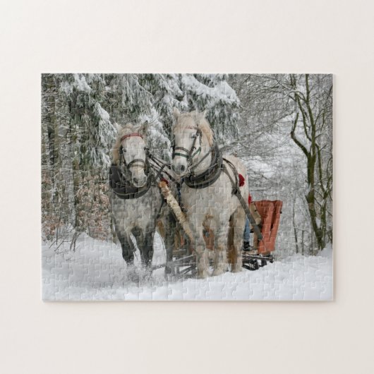 Kerstfeestdag tijdens winterslaaphoorns legpuzzel (Horizontaal)