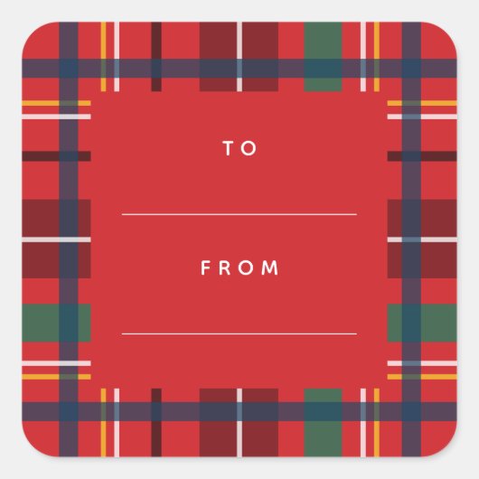 Kerstfeestdag tot blanco rood cadeau vierkante sticker (Voorkant)