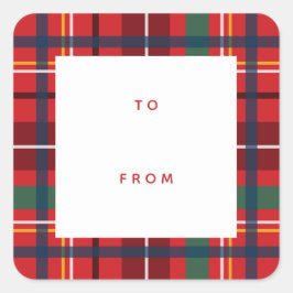 Kerstfeestdag tot gratis rood cadeau squ vierkante sticker