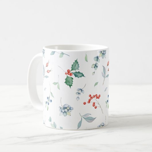 Kerstfeestdag, traditioneel Waterverf Koffiemok (Voorkant links)