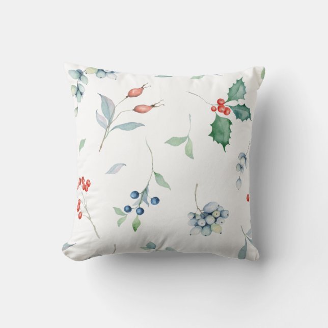 Kerstfeestdag, traditioneel Waterverf Kussen (Voorkant)