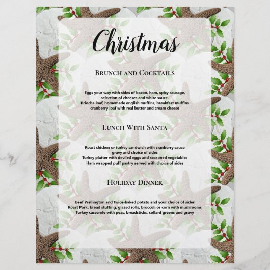 Kerstfeestdag Tropisch Thlekte Restaurantmenu (Voorkant)