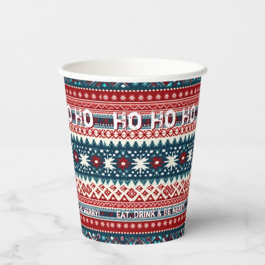 Kerstfeestdag Ugly Sweater Party Papieren Bekers (Achterkant)