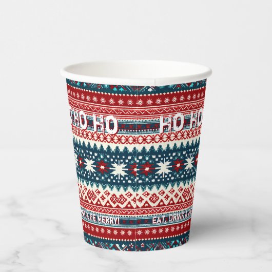 Kerstfeestdag Ugly Sweater Party Papieren Bekers (Rechts)
