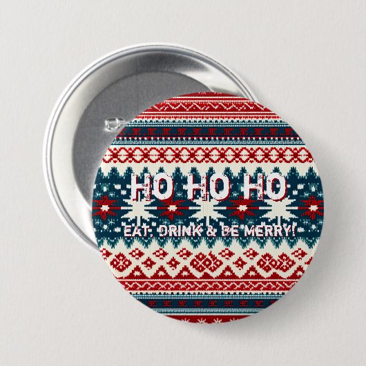 Kerstfeestdag Ugly Sweater Party Ronde Button 7,6 Cm (Voorkant /achterkant)