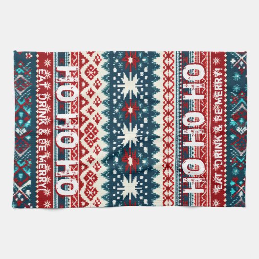 Kerstfeestdag Ugly Sweater Party Theedoek (Horizontaal)