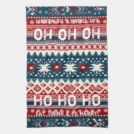 Kerstfeestdag Ugly Sweater Party Theedoek (Verticaal)