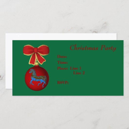 kerstfeestdag uitnodiging Carrousel Horse Bow (Voorkant / Achterkant)