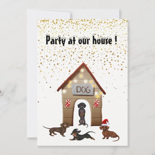 kerstfeestdag Uitnodiging Dachshund-ontwerp (Voorkant)