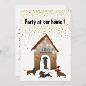 kerstfeestdag Uitnodiging Dachshund-ontwerp (Voorkant / Achterkant)