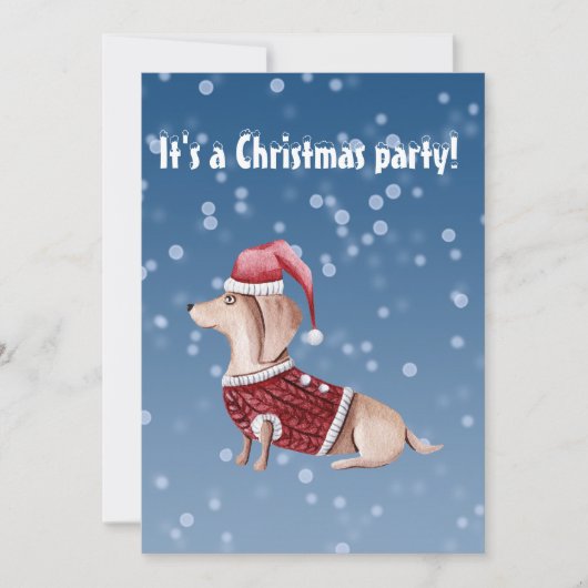 kerstfeestdag Uitnodiging Dachshund-ontwerp (Voorkant)