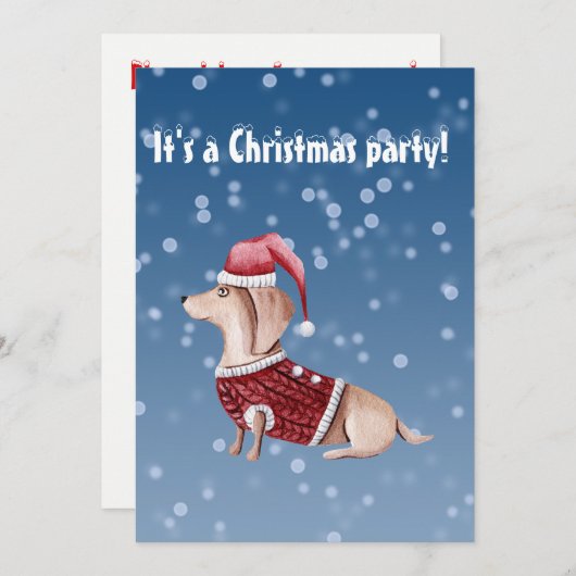 kerstfeestdag Uitnodiging Dachshund-ontwerp (Voorkant / Achterkant)