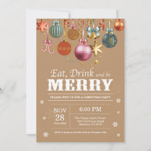 Kerstfeestdag Uitnodiging Eat Drink Merry